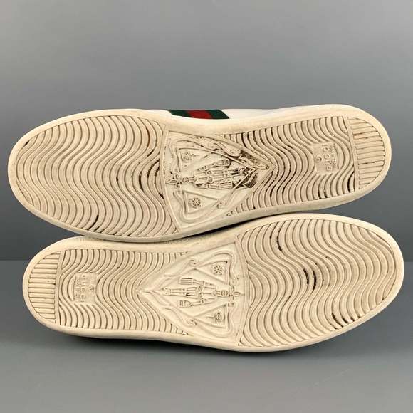 GUCCI White Multi-Color Leather Embroidered Low Top Sneakers - Picture 6 of 8